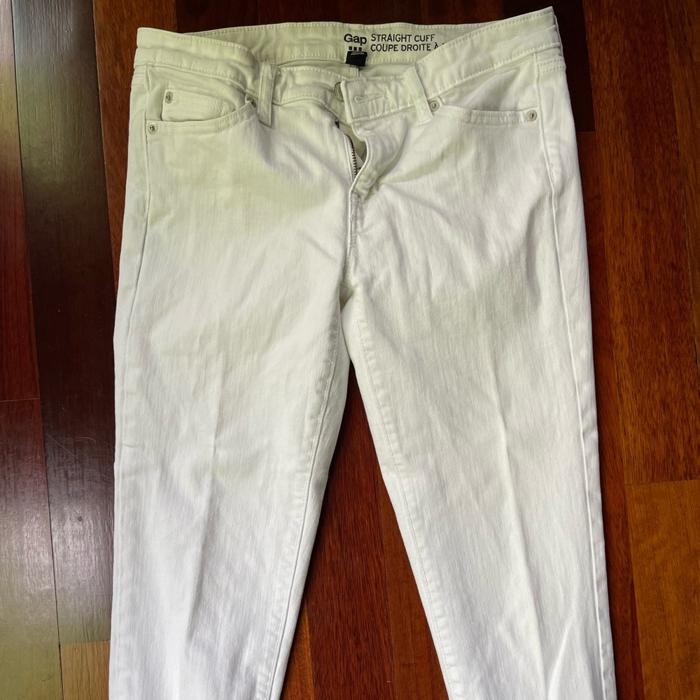 GAP Straight Cuff White Denim Jeans
